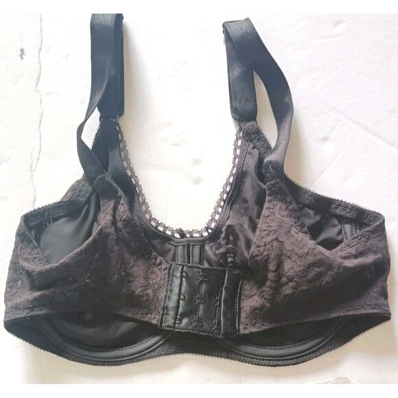 Bali Minimizer Bra Size 34D Black Floral Lace Unlined Balconett Underwire - Picture 3 of 6
